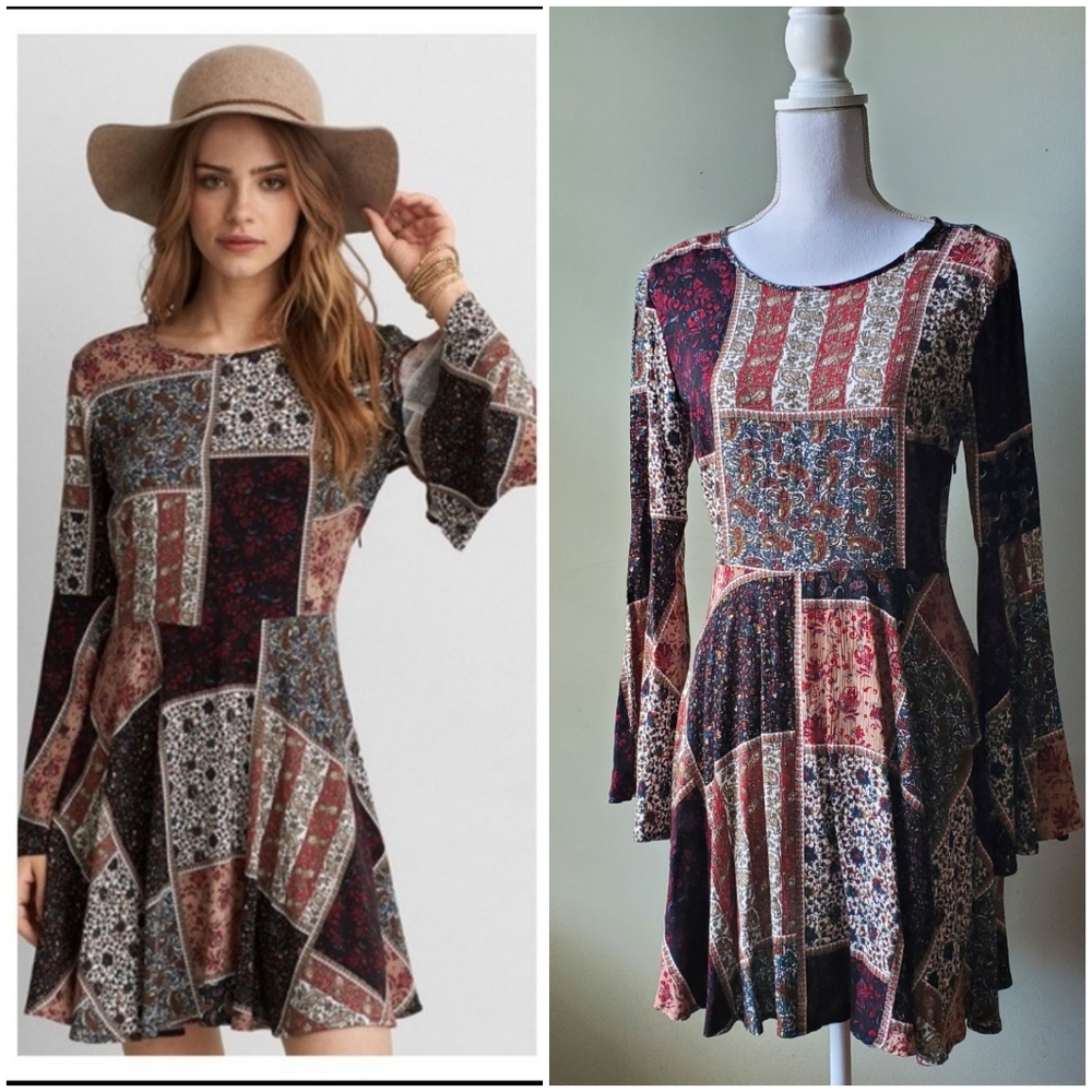 American Eagle Outfitters Patchwork Boho Bell Sle… - image 1